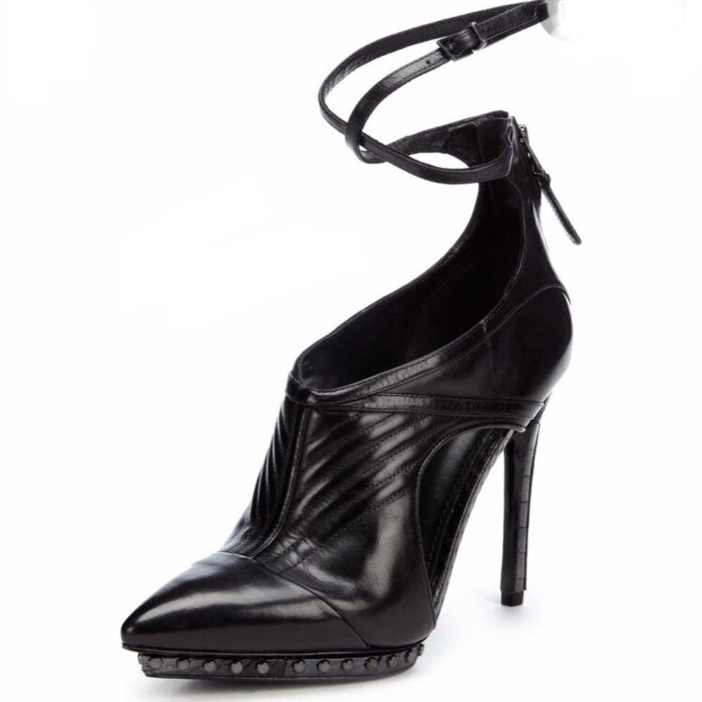 B Brian Atwood Mokada Leather Cut-out Booties